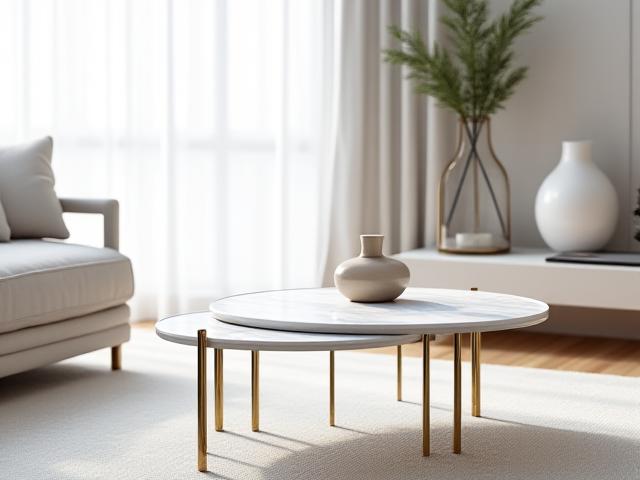 Elegant marmor soffbord med metallunderrede